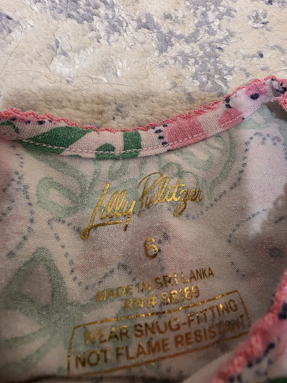 Lilly Pulitzer Mini Sammy Kids Pink & Green Patterned Pajama Set - Size 6 - Picture 2 of 3